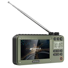 SANSUI F50 Taşınabilir FM Radyo 4.3 inç Ekran Kablosuz Bluetooth Hoparlör Dahili 2.5 inç Manyetik Korna Desteği USB TF Kart Oynatma MP3 Müzik Çalar Radyo