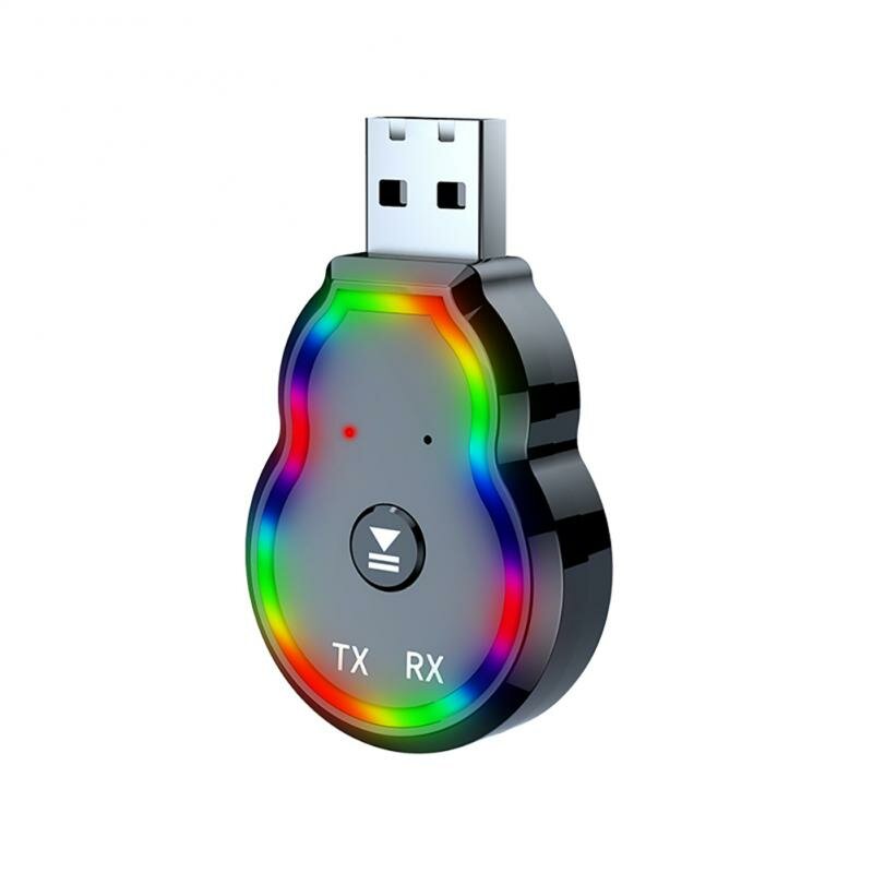 Q2 USB bluetooth 5.3 Audio Transceiver HiFi Sound Hands-free Call Colorful Atmosphere 3.5mm Aux Wireless bluetooth Transmitter Receiver Adapter