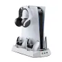 for PS5 Slim Host Heat Disspation Stand Cooling Station with Dual PS5 Controller Charging Station and 3USB Charging Port Headset Stroage Mount Bracket