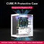 YAHBOOM Raspberry Pi 5 Case Protective Kit with Cooling Fan Chassis RGB Color Light 0.96 Screen Dispaly DIY Electronic Shell Host PCIe