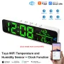 Tuya WiFi Temperature Humidity Sensor Support Time Alarm Clock Display USB Desktop Mirror Clocks APP Control with Alexa Google Home for Living Room Decoration