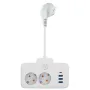 W602U EU Plug Extension Power Strip with 2 Power Sockets+3USB-A+USB-C Fast USB Charging Interface Multi-Outlet Wall Socket with LED Touch Switch for Home and Office