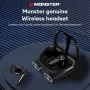 Fone de ouvido Monster XKT32 Bluetooth V5.4 TWS com luz RGB, som Hi-Fi, mini fones de ouvido portáteis para jogos com microfone