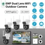 Guudgo 6MP HD 4CH Wireless Security Camera System Dual Lens WiFi Indoor Outdoor IP66 Weatherproof Night Vision 2 Way Audio Human Tracking for Home Surveillance CCTV Cameras