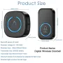 Wireless Doorbell IP44 Waterproof Smart Home Welcome Door Bell 300M Range 60 Ringtones 5-level Volume Adjustable Intelligent Home Chime Bell Kit EU Plug