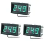 3Pcs 0.56 Inch Mini Digital LCD Indoor Convenient Temperature Sensor Meter Monitor Thermometer with 1M Cable -50-120℃ DC 5-12V