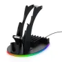 For PS5 Desktop Storage Stand with RGB Light Game Discs/Headphone/Gamepad/Media Player Organization Holder Support JYS-P5128