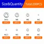 910pcs/200pcs 9 Sizes 304 Stainless Steel Flat Washers Assortment Kit M2 M2.5 M3 M4 M5 M6 M8 M10 M12 Suitable for Electronic Components