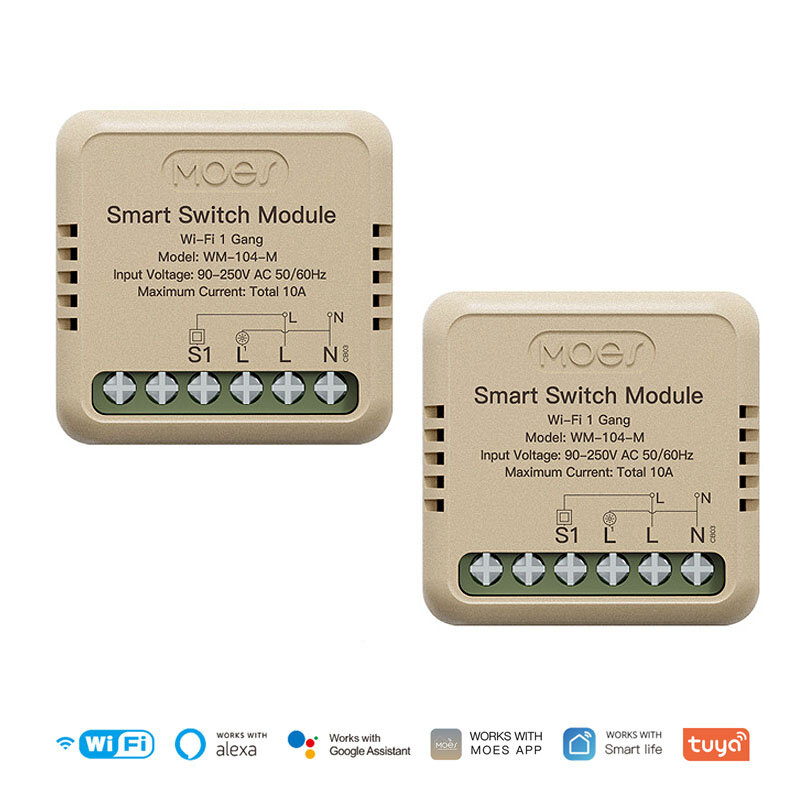 MoesHouse Tuya WiFi Intelligent Switch Module Mini Home Switch APP Timer Voice Control Work with Alexa Google Assistant