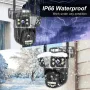 Telecamera IP QD18 da 6 MP con tre obiettivi WiFi + Bluetooth Telecamera PTZ a tre schermi Visione notturna Rilevamento automatico del movimento Audio bidirezionale Impermeabile Doppia antenna integrata Telecamere di videosorveglianza CCTV
