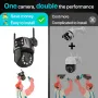 6MP HD Dual Lens Wifi IP Camera PTZ Outdoor AI Tracking Two Way Audio Night Vision Full Color Camera for Home Security P2P iCSee EU Plug