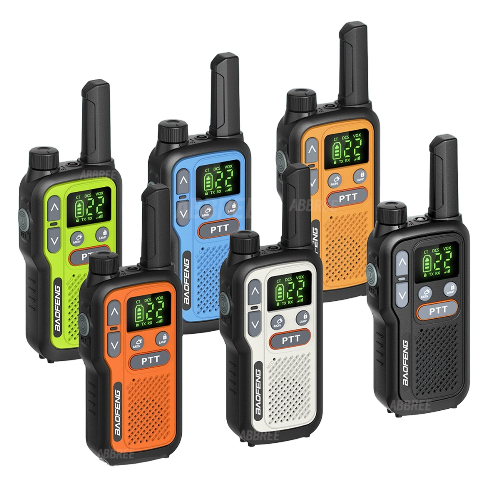 2Pcs Baofeng BF-T18 Mini Walkie Talkie PMR446 License Free 22 Channels 2W Power Long Range Type C Rechargeable NOAA Weather Alerts Hands Free Two Way Radio