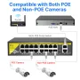 Hiseeu 48V 8/16CH POE Ports Switch Ethernet 10/100Mbps IEEE 802.3 af at for IP Camera CCTV Security Camera System/Wireless AP ft EU Plug