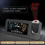 Electronic Projection Clock Weather Station Temperature and Humidity Meter Color Screen Weather Forecast LCD Digital Alarm Clock Weather Forecasting Station