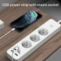 SFC08-1 2200W 10A EU Power Socket with 3 Outlets & 4USB Power Strip with 1.8M Extension Cord