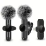 K3 Wireless Lavalier Microphone with Windproof Cover Smart Noise Cancelling Audio Video Recording Mini Mic for iPhone Android Mobile Phone Microphone