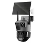 6MP UHD 4G Wireless PTZ Solar Camera Three Lens 10X Zoom Outdoors IP Camera with Solar Panel IR Night Vision PIR Detection IP66 Waterproof Security Surveillance Camera