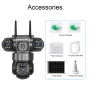 V380 4G 6MP Solar Security Camera 3-Lens System Dual-Charging Night Vision Motion Alerts Security Camera