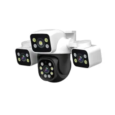 ESCAM PT223 3*4MP Three-Lens Camera Three-Screen PTZ Monitoring Sound And Light Alarm Two-Way Voice Cloud Storage Human Detection WiFi Camera