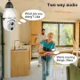 Guudgo E27 2MP+2MP WiFi Bulb Surveillance Camera Dual Lens 10X Zoom Color Night Vision Motion Detection Two-way Audio 4MP PTZ IP Baby Monitor Camera