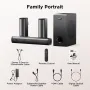 Hiwill D41 320W 4.1CH Soundbar Home Theater bluetooth Surround Sound System 2 Surround Speakers with 5.25 inch Wired Subwoofer 3D Surround Sound 3EQ Mode Dolby Audio Soundbar Home Theater