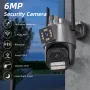 3MP+3MP Dual Lens WiFi Security Camera 5X Zoom Dual Screen PTZ Camera ICSEE APP Outdoor Auto Tracking Color Night Vision AI Human Detection Two-Way Audio IP66 Waterproof Surveillance Camera