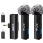 BOYA BOYALINK Wireless Lavalier Lapel Microphone HD Noise Cancelling 100M Wireless Tranmission Mini Mic for iPhone Android PC DSLR Camera Youtube Recording Vlog Phone