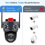 Three Lens 6K 12MP WiFi IP Camera Waterproof Three-Screen PTZ CCTV Color Night Vision Motion Detection Security Surveillance Cam