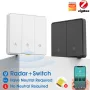 Tuya Zigbe 1/2/3 Gang Smart Wall Light Button Switch with 6M Radar Human Motion Detection Alarm Sensor No/Need Neutral Wire Switch 110-240V Smart Life APP