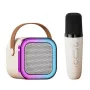 K12 Mini bluetooth Speaker Karaoke Speaker with Microphone Deep Bass 4-core DSP Noise Cancelling RGB Lighting Support USB AUX TF Card Playback Wireless KTV Speakers