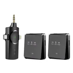 VIMAI AP009 2.4Ghz Wireless Lavalier Microphone USB-C/iP 3-in-1 Receiver Noise Canceling Mic 26H Battery Life 15ms Low Latency for Vlog Interview Live Streaming Recording