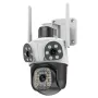 Guudgo 3MP+3MP+3MP Outdoor WiFi Cameras Three Screen View HD IP Camera Color Night Vision Human Detection Two-way Intercom IP66 Waterproof 360° Panoramic Surveillance Video Camera