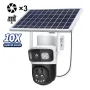 Guudgo 2K 10X Zoom UHD Solar PTZ Security Camera with Solar Panel 360°HD Color Night Vision AI Motion Detection Two-way Voice Intercom Wireless Solar Powered Waterproof WIFI 4G Outdoor Camera