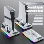 HA-8008 Gaming Stand with Cooling Fan RGB Light and Charging Dock for PS5 Slim and PS5 with Headphone Holder