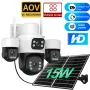 8MP 5X Zoom AOV Solar Security Camera Multi-view Wireless Outdoor Cam 4G HD 360° View Color Night Vision AI Human Detection Red Blue Alarm IP66 Waterproof for Home Safety