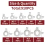 910pcs/200pcs 9 Sizes 304 Stainless Steel Flat Washers Assortment Kit M2 M2.5 M3 M4 M5 M6 M8 M10 M12 Suitable for Electronic Components
