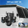 8MP 5X Zoom AOV Solar Security Camera Multi-view Wireless Outdoor Cam 4G HD 360° View Color Night Vision AI Human Detection Red Blue Alarm IP66 Waterproof for Home Safety