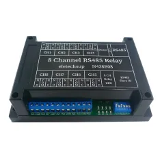 لەگەڵ TVS پارێزراو DC 12V 8Ch RS485 مۆدیولی گواستنەوە Modbus RTU 03 06 16 کۆدی کرداری DIN Shell Switch Board