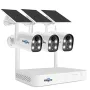 Hiseeu 2K HD Wireless 3-Cam Kits Solar Battery Powered Wireless Security Camera System Spotlight Color Night Vision 2-Way Audio PIR Wall Mount Waterproof for Home Secuirty