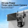 6MP UHD 4G Wireless PTZ Solar Camera Three Lens 10X Zoom Outdoors IP Camera with Solar Panel IR Night Vision PIR Detection IP66 Waterproof Security Surveillance Camera