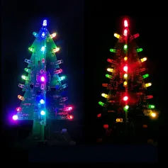 Kits eletrônicos DIY para árvore de Natal de folhas retas tricolores/coloridas, versão padrão/musical