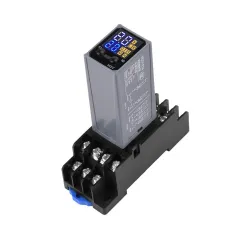 H3Y-4 Adjustable Time Relay 14 Pin LCD Digital Display DC 12V 24V AC 220V Dual Time Cycle Control Delayer With Base Fire-Resistant Shell High-Precision Timing