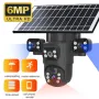 Guudgo 6MP 3-Lens Ultra HD Solar Powered WIFI Security Camera 360° Pan Tilt Full Color Night Vision Motion Tracking Two Way Audio App Controlled Surveillance System