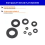 500Pcs 8 Size Black Nylon Flat Washers Set M2 M2.5 M3 M4 M5 M6 M8 M10 Assortment Kit Plane Spacer Insulation Gasket Ring