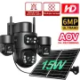 8MP 5X Zoom AOV Solar Security Camera Multi-view Wireless Outdoor Cam 4G HD 360° View Color Night Vision AI Human Detection Red Blue Alarm IP66 Waterproof for Home Safety