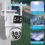 6MP WiFi IP Camera icsee App Dual Lens Outdoor IP66 Waterproof Pan Tilt Audio Night Vision Human Detection Cloud Storage