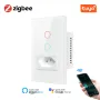 Brazil Standard Tuya Zigbee3.0 Smart Wall Light Switch with Socket 4X2 Glass Panel Light Switch Smart Life Voice Control Via Alexa Google Home