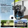 Telecamera IP QD18 da 6 MP con tre obiettivi WiFi + Bluetooth Telecamera PTZ a tre schermi Visione notturna Rilevamento automatico del movimento Audio bidirezionale Impermeabile Doppia antenna integrata Telecamere di videosorveglianza CCTV