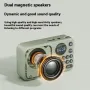 SANSUI U1 FM Radio Portable bluetooth Speaker Built-in Dual Magnetic Speakers Support TF Card U Disk 3.5mm AUX Playback Rechargeable Digital MP3 Player with Lanyard