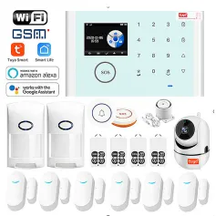 Kit de alarme antirroubo GSM sem fio Tuya Smart Home WiFi, dispositivo de segurança multifuncional antirroubo com Alexa e Google
